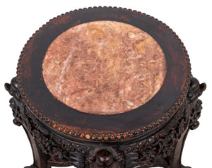 Chinese Hardwood and Marble Low Pedestal Table (9856009109811)