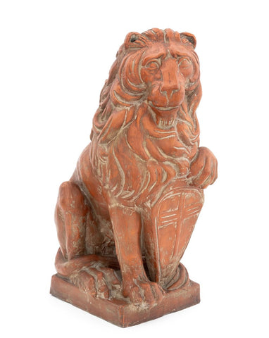 Italian Seated Lion Terracotta Sculpture