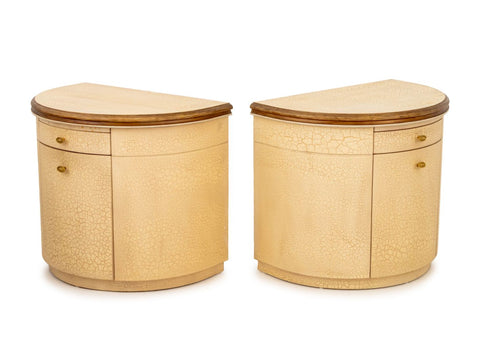 Modern D-Shaped Painted Wood Bedside Cabinets, 2