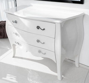 Modern White Lacquered 3-Drawer Bombe Chest (9675439407411)