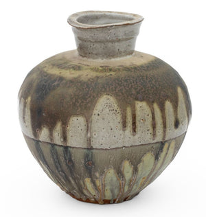 Signed Studio Art Pottery Drip Glaze Vase (9752175116595)