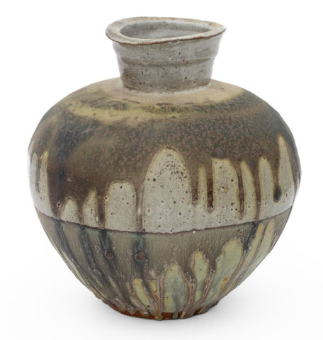 Signed Studio Art Pottery Drip Glaze Vase