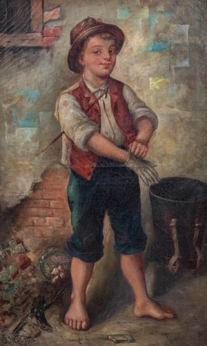 Douglas Wilson Street Urchin Oil on Canvas (9808444752179)