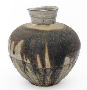 Signed Studio Art Pottery Drip Glaze Vase (9752175116595)