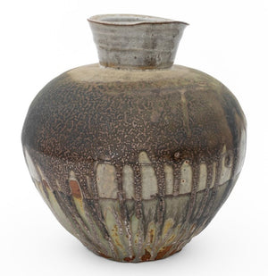 Signed Studio Art Pottery Drip Glaze Vase (9752175116595)