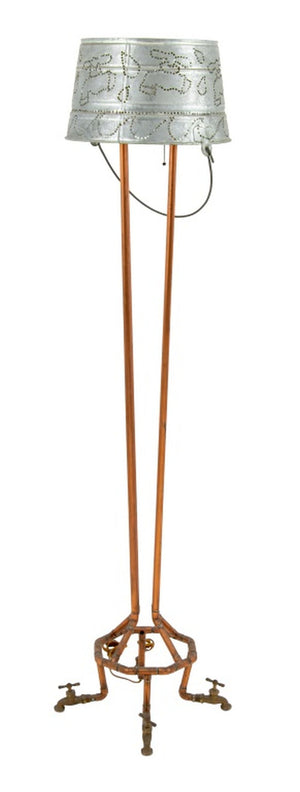 Folk Art Faucet Motif Mixed Metal Floor Lamp (9769826910515)