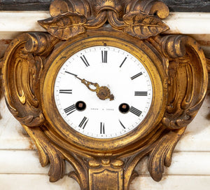Napoleon III Patinated Bronze & Marble Clock (9735424508211)