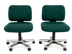 Knoll Green Upholstered Swivel Office Chairs, Pair (9842466292019)