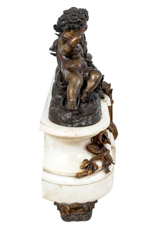 Napoleon III Patinated Bronze & Marble Clock (9735424508211)