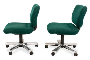 Knoll Green Upholstered Swivel Office Chairs, Pair (9842466292019)