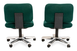 Knoll Green Upholstered Swivel Office Chairs, Pair (9842466292019)