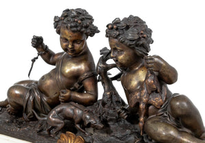 Napoleon III Patinated Bronze & Marble Clock (9735424508211)
