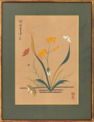 Korean School Flowers & Butterflies Gouaches, Pair (9894827721011)
