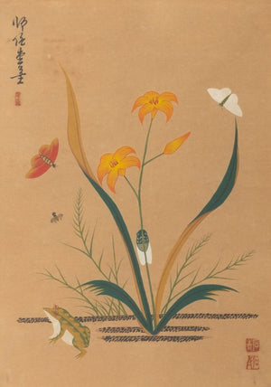 Korean School Flowers & Butterflies Gouaches, Pair (9894827721011)