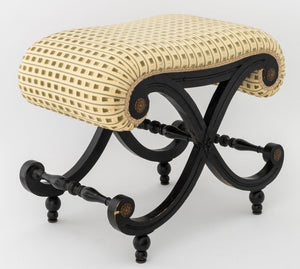Louis XV Style Ebonized Curule Bench (9894842695987)
