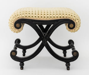 Louis XV Style Ebonized Curule Bench (9894842695987)