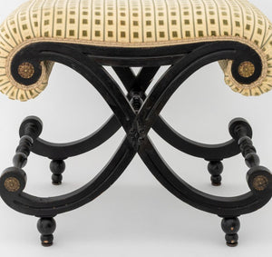 Louis XV Style Ebonized Curule Bench (9894842695987)