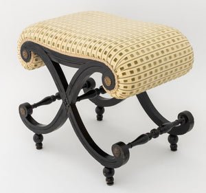 Louis XV Style Ebonized Curule Bench (9894842695987)