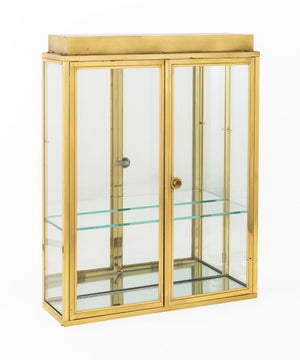 Modern Illuminated Brass and Glass Display Cabinet
