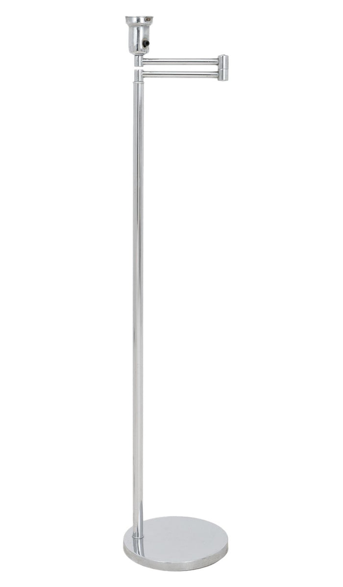 Modern Chrome and Cast Iron Swing Arm Floor Lamp