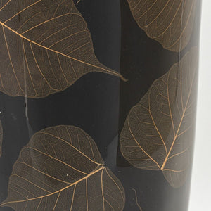 Japanese Black Lacquered and Pressed Leaf Vase (9856037126451)