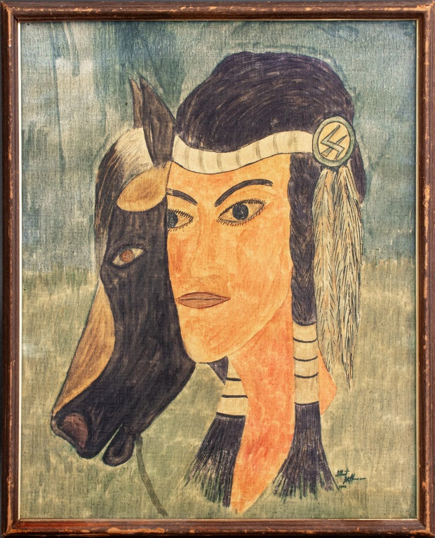 Albert Hoffman "Indian Maiden with Pony" Crayon