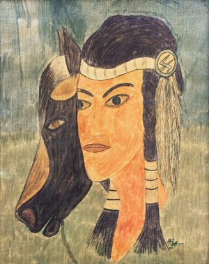 Albert Hoffman "Indian Maiden with Pony" Crayon (9738688954675)