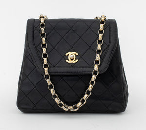 Chanel Quilted Black Leather Trapeze Shoulder Bag (9891571335475)