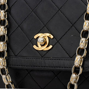 Chanel Quilted Black Leather Trapeze Shoulder Bag (9891571335475)