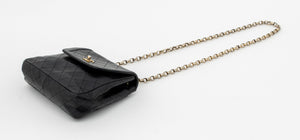 Chanel Quilted Black Leather Trapeze Shoulder Bag (9891571335475)