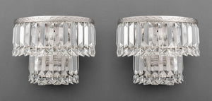 Chrome and Crystal Two-Tier Wall Sconces, Pair (9894846103859)