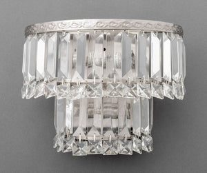 Chrome and Crystal Two-Tier Wall Sconces, Pair (9894846103859)