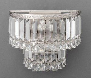 Chrome and Crystal Two-Tier Wall Sconces, Pair (9894846103859)