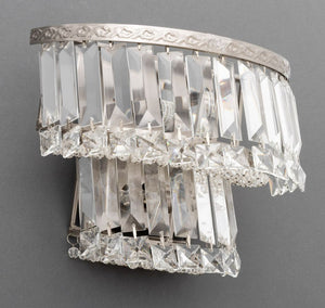 Chrome and Crystal Two-Tier Wall Sconces, Pair (9894846103859)