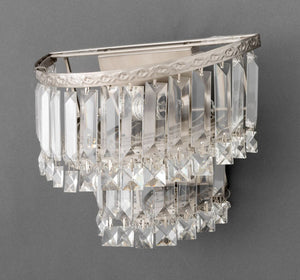 Chrome and Crystal Two-Tier Wall Sconces, Pair (9894846103859)