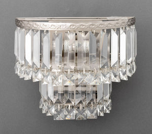 Chrome and Crystal Two-Tier Wall Sconces, Pair (9894846103859)