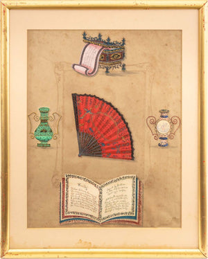 Victorian Framed Japonisme Collage, 19th C.