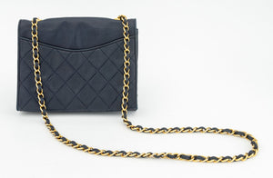 Chanel Metalasse Navy Blue Leather Handbag (9891572351283)