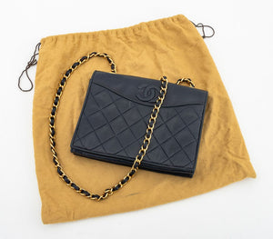 Chanel Metalasse Navy Blue Leather Handbag (9891572351283)
