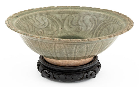 Chinese Lotus Form Longquan Celadon Glazed Bowl