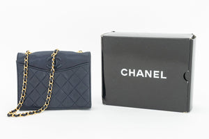 Chanel Metalasse Navy Blue Leather Handbag (9891572351283)