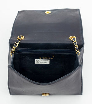 Chanel Metalasse Navy Blue Leather Handbag (9891572351283)