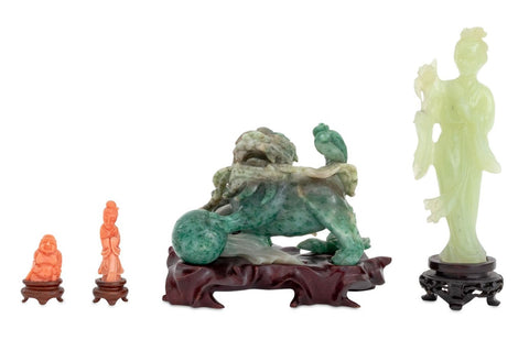 Chinese Carved Jade and Coral Sculptures, 4