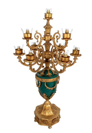 Louis XVI Style Gilt Metal 10-Light Candelabra, Pr (9735437353267)