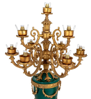 Louis XVI Style Gilt Metal 10-Light Candelabra, Pr (9735437353267)