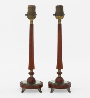 Art Deco Amber Bakelite & Glass Table Lamps, Pair (9752218370355)