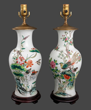 Chinese Famille Rose Porcelain Vase Lamps, Pair (9790447616307)
