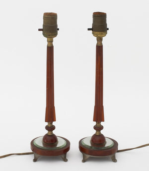Art Deco Amber Bakelite & Glass Table Lamps, Pair (9752218370355)