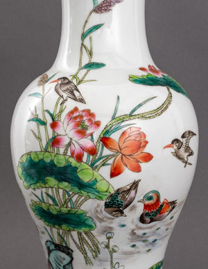 Chinese Famille Rose Porcelain Vase Lamps, Pair (9790447616307)