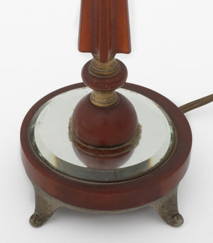 Art Deco Amber Bakelite & Glass Table Lamps, Pair (9752218370355)